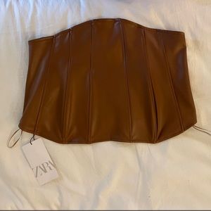 Zara Leather Corset Top NWT